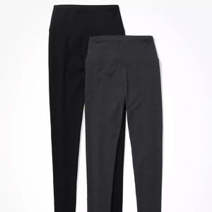 AE cotton blend 2 pair leggings. Grey and black size medium. Never worn